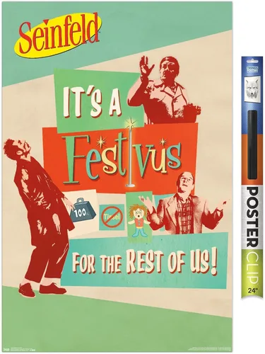 Vista 17 de Trends International Seinfeld - Póster de pared Festivus, 14.725 x 22.375 pulgadas, versión enmarcada de madera de granero