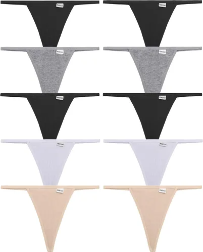 Vista 7 de FINETOO Paquete de 10 tangas de algodón sexy tanga de tiro bajo