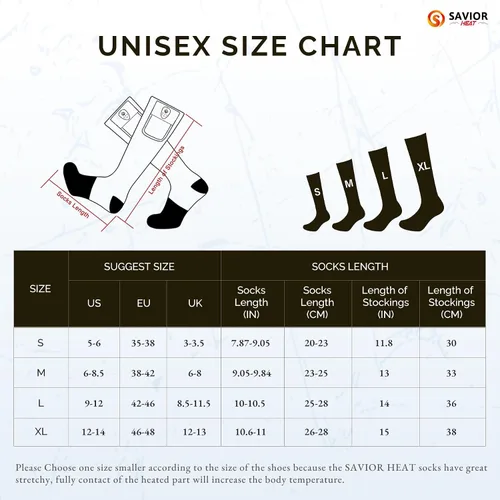 Vista 7 de SAVIOR HEAT Calcetines térmicos para hombres y mujeres con control por aplicación, batería recargable, calefacción eléctrica, calcetines para esquí