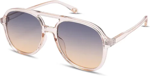 Vista 3 de Pro Acme Gafas de sol polarizadas estilo aviador cuadradas retro para mujer y hombre de los años 70, estilo vintage, doble puente, protección UV400