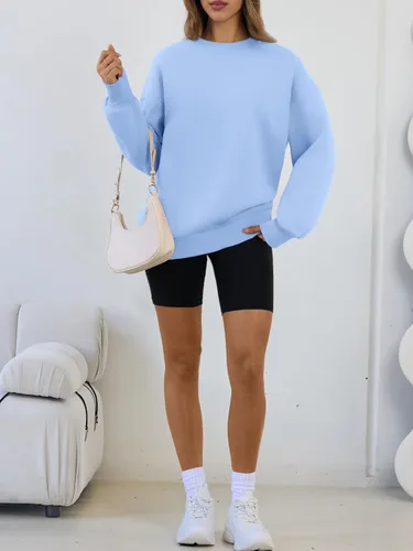 Vista 6 de Trendy Queen - Sudaderas para mujer, sudaderas con capucha de gran tamaño, cuello redondo, suéteres cómodos para otoño e invierno, ropa a la moda