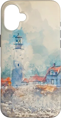 Vista 22 de iPhone 16 Artistic Lighthouse Painting Case