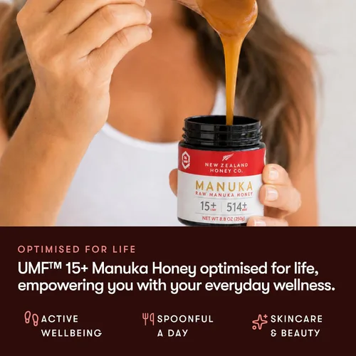 Vista 7 de New Zealand Honey Co. Miel de manuka cruda UMF 15+ MGO 514+, certificado UMF / 8.8oz