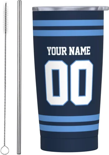 Vista 22 de Arizona - Vaso aislado personalizado con número de nombre, vasos de fútbol personalizados con pajita, taza de viaje personalizada para café, regalos