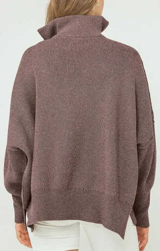 Vista 2 de PRETTYGARDEN Suéter de otoño de gran tamaño para mujer, casual, manga larga, con cremallera, cuello