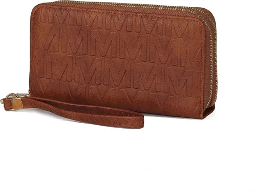 Vista 8 de MKF Collection Mia K - Cartera de pulsera para mujer, pequeña cartera de cuero vegano para tarjetas de crédito con cremallera y bolsillo