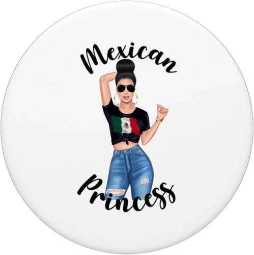 Vista 3 de Moño desordenado de princesa mexicana México, cabello latina princesa PopSockets intercambiables PopGrip