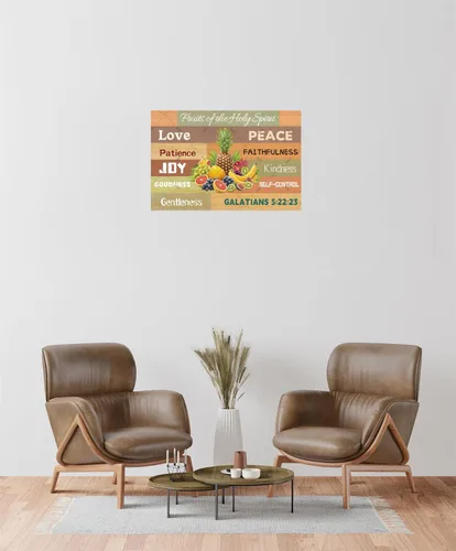 Vista 5 de Fruit of the Spirit - Letrero de metal para pared, diseño retro de amor, paz, bondad, para garaje, bar, cafetería, baño, decoración de frutas