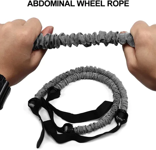 Vista 4 de 2 bandas elásticas de ejercicio para rueda abdominal de 19.7 pulgadas, cuerdas de rodillo abdominal, cuerdas de resistencia al ejercicio, correas