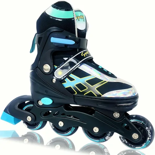Vista 10 de Patines en línea ajustables para niños y adolescentes de 4 a 16 años, todas las 8 ruedas de patines en línea se iluminan, seguras y divertidas