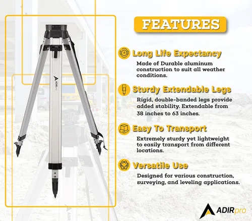Vista 4 de Trípode de aluminio AdirPro con abrazadera rápida
