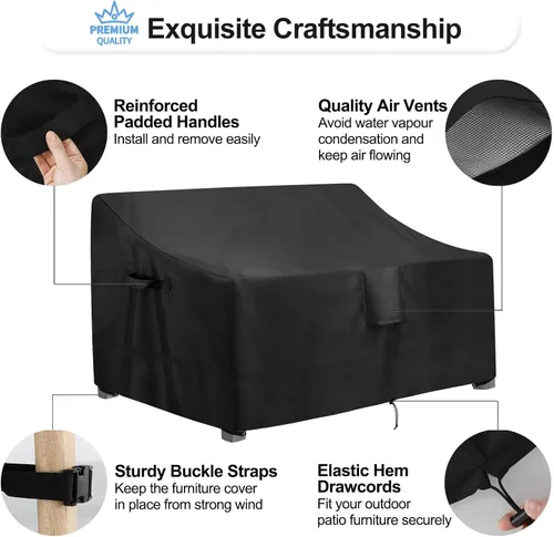 Vista 5 de OutdoorLines Funda impermeable para sofá biplaza de patio al aire libre, resistente a los rayos UV, resistente a la intemperie, fundas deslizantes