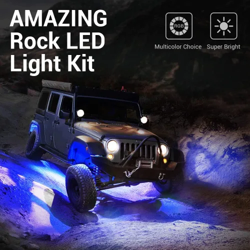Vista 5 de MICTUNING Kit de luces LED RGB 2025 mejorado, 8 cápsulas de luz neón multicolor con control remoto RF a prueba de agua 12V para autos, camiones