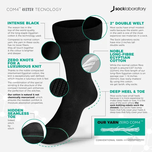 Vista 3 de Men's Dress Socks - Egyptian Cotton - Crew (Box of 3)
