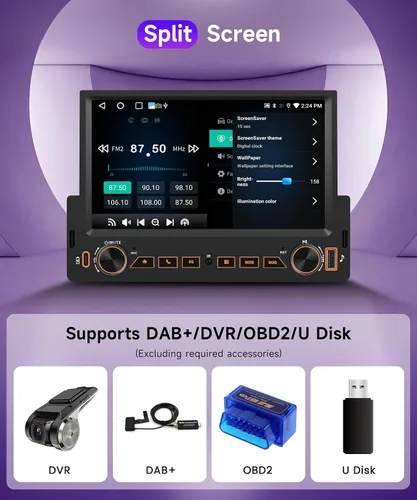Vista 6 de 4G+64G Rimoody Android 15 Car Stereo Single DIN Wireless CarPlay, 7 pulgadas IPS pantalla táctil radio para coche y Android Auto GPS WiFi Bluetooth