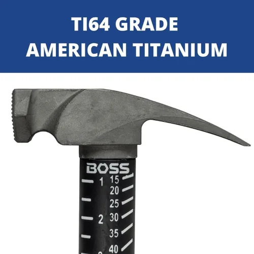 Vista 3 de Boss Hammer Martillo de titanio Ti64 de grado de construcción de 10 oz. con mango de fibra de vidrio Tough-Fiber resistente que absorbe los golpes