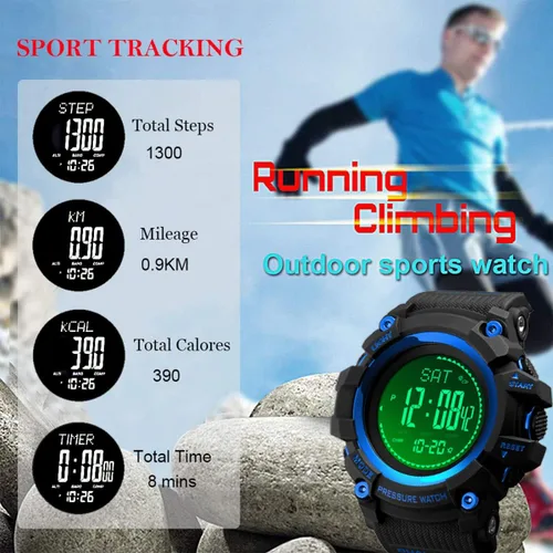 Vista 5 de Watch Compass, Altimeter Barometer Thermometer Temperature, Pedometer, Military Army Waterproof Outdoors Sport Digital Watch for Men