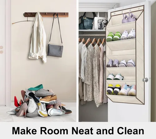 Vista 5 de SLEEPING LAMB Zapatero para puerta, organizador de zapatos para puerta de niños para colgar en el armario, almacenamiento estrecho para zapatos