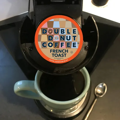 Vista 104 de Double Donut Coffee Cápsulas de Café Half Caff, Cápsulas de Café de Media Cafeína de Porción Individual para Cafeteras Keurig K Cup, Tostado Medio