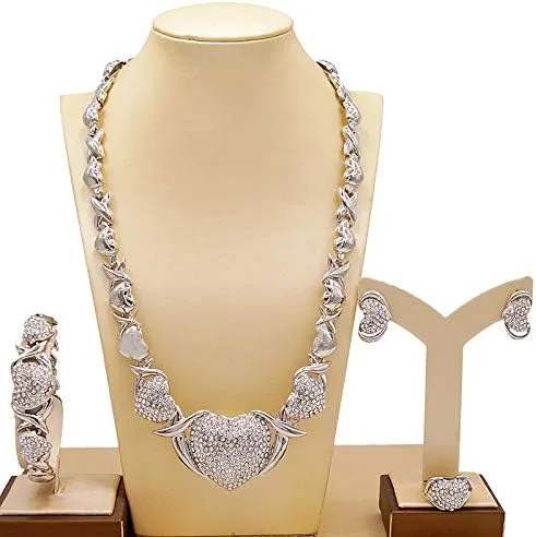Vista 5 de Conjuntos de joyas de oro para mujer, accesorios de oro de 18 quilates, juego de joyas nupciales para boda, accesorios de oro, conjunto de joyas