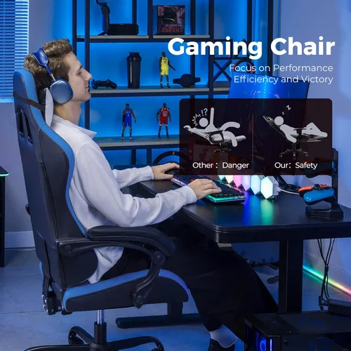 Vista 3 de GTPLAYER Silla Gaming, Sillas de Videojuegos Estilo Racing Sillas de Juegos de PC para Adultos - Respaldo Alto Acolchado Ergonómico Reclinable Silla
