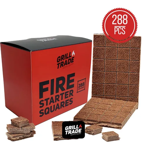 Vista 6 de Grill Trade Arrancadores de fuego para estufa de leña, chimenea, fogatas, parrilla, hoguera, barbacoa, 288 piezas cuadrados de inicio