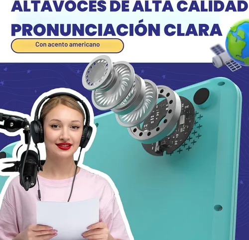 Vista 5 de HOMESTEC Astro Pad, juguetes de aprendizaje interactivos para niños de 3 4 5 6 años, tableta educativa de terapia del habla para niños, incluye