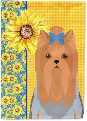 Vista 46 de Caroline's Treasures WDK5313GF Bandera de jardín con diseño de girasoles de verano, color negro y tostado, Airedale Terrier para buzón, bandera