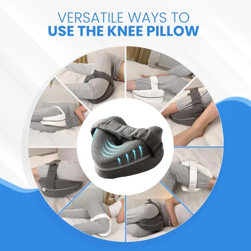Vista 8 de Almohada de rodilla de espuma viscoelástica para personas que duermen de lado, dolor de cadera con correa ajustable, almohada entre las piernas