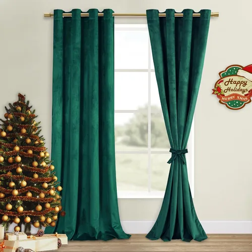 Vista 69 de DWCN - Juego de 2 paneles de cortina de terciopelo con ojales negros, tratamiento de ventanas con aislamiento térmico, apilables, decoración moderna