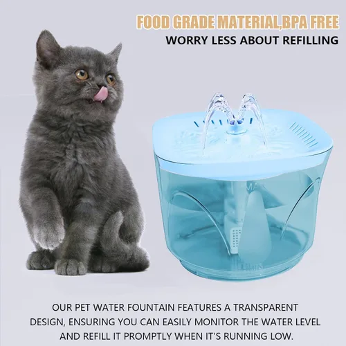 Vista 5 de Fuente de agua para gatos – Fuente de agua ultra silenciosa para gatos y perros pequeños, fuente de agua para interiores, capacidad de 2.4 L/2.5