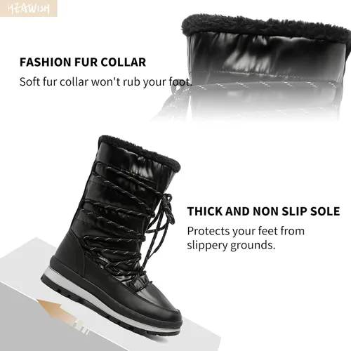 Vista 3 de HEAWISH Botas de nieve de invierno con forro de piel para mujer