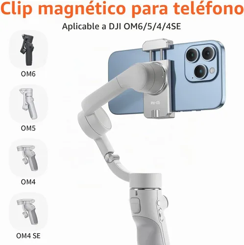 Vista 4 de UURIG - Abrazadera magnética para teléfono celular DJI OM, soporte de trípode de teléfono, cardanes de mano soporte magnético para DJI OSMO Mobile