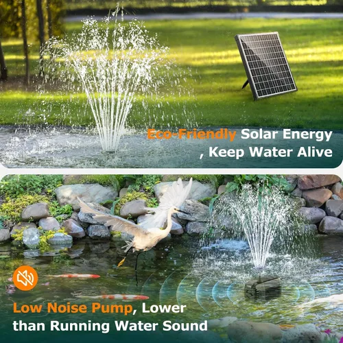 Vista 8 de POPOSOAP Filtro solar para estanque con bomba de fuente, bomba de agua de 20 W y filtros de estanque para estanques al aire libre, pecera, jardín
