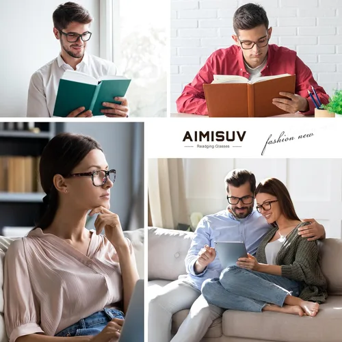 Vista 6 de 5 Pack Reading Glasses for Women Men, Blue Light Blocking Computer Readers UV Glare Negro claro