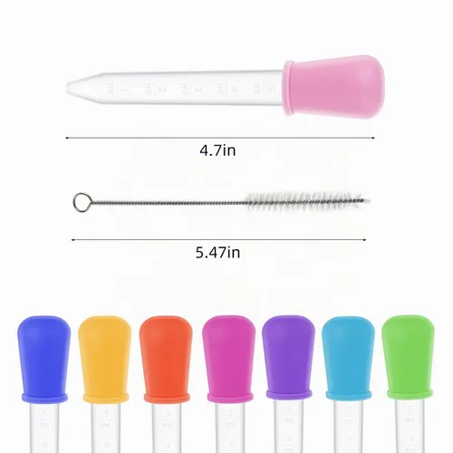 Vista 6 de Paquete de 20 pipetas de plástico goteros de silicona transparente de 0.2 onzas líquidas con punta de bombilla, goteros para ojos para moldes