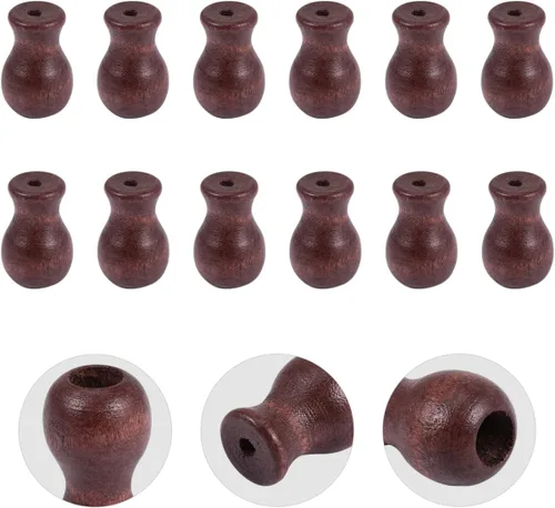 Vista 8 de 12 borlas de cordón de madera para persianas de ventana, pomos elegantes, fáciles de instalar, gotas de cordón de madera marrón para cortinas
