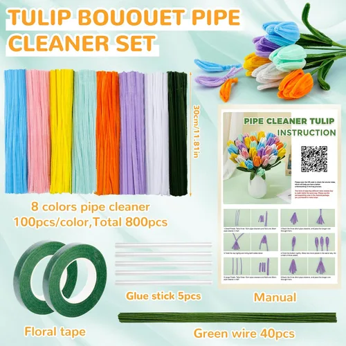 Vista 2 de Kit de 800 piezas de limpiadores de tuberías para manualidades Multicolor C
