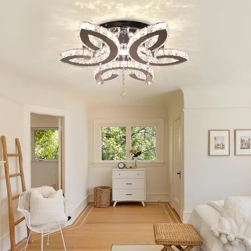 Vista 6 de FRIXCHUR Lámpara de techo LED de cristal regulable de 20.4 pulgadas