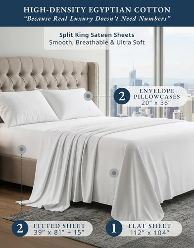 Vista 322 de LANE LINEN - Sábanas individual 100% algodón egipcio suave, cómodo y grueso de calidad de hotel, costuras reforzadas totalmente elásticas, sin