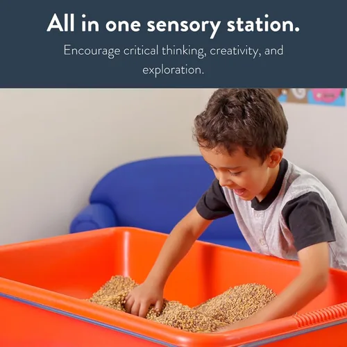 Vista 5 de Children's Factory Mesa sensorial mediana – 18″ de altura, caja de arena, mesa de agua para niños, rojo