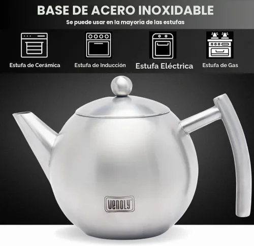 Vista 7 de Venoly Tetera de acero inoxidable con infusor extraíble para hojas sueltas y bolsas de té, agua caliente de hervir rápidamente, apta