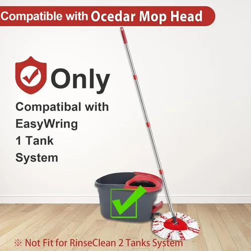 Vista 2 de Cabezal de repuesto para mopa giratoria HiBaby, base, mango compatible con el juego de mopa Ocedar EasyWring de 1 tanque de microfibra, 2 cabezales