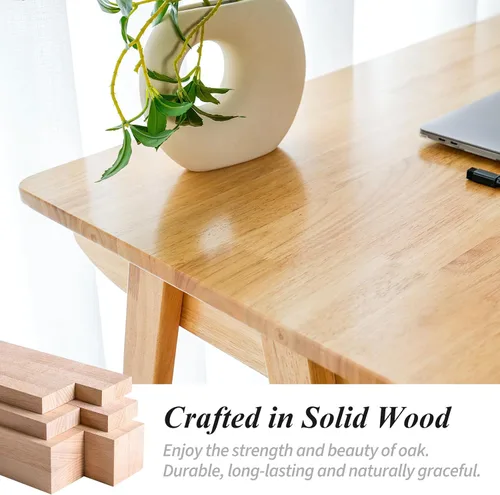 Vista 4 de Escritorio para computadora con cajones, escritorio de madera maciza, escritorios de oficina en casa modernos de mediados de siglo, mesa de estudio