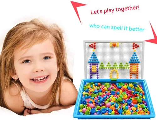 Vista 9 de Rompecabezas de 592 piezas de uñas de hongos de colores mixtos, ladrillos de construcción educativos, juguetes creativos de bricolaje, juegos 3D
