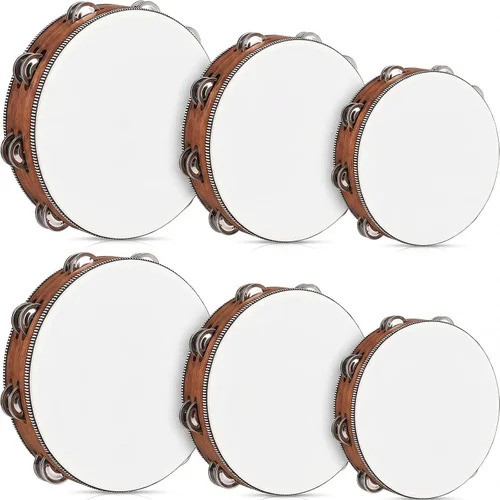 Vista 8 de Boao - 6 paquetes de pandereta de 6'' 8'' 10'' con diseño de paloma y biblia, pandereta de mano para adultos con doble fila de cascabeles, tambor