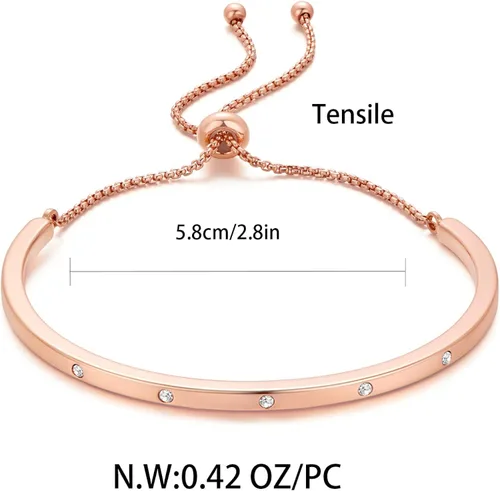 Vista 6 de INNERDIVA Pulsera de eslabones para mujer, pulsera de eslabones ajustable para mujer, aniversario, Navidad, cumpleaños, regalo para niña y esposa