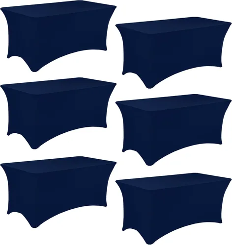 Vista 23 de Paquete de 2 manteles rectangulares de elastano de 6 pies, lavables, resistentes a las arrugas, para mesas plegables, bodas, fiestas, cumpleaños