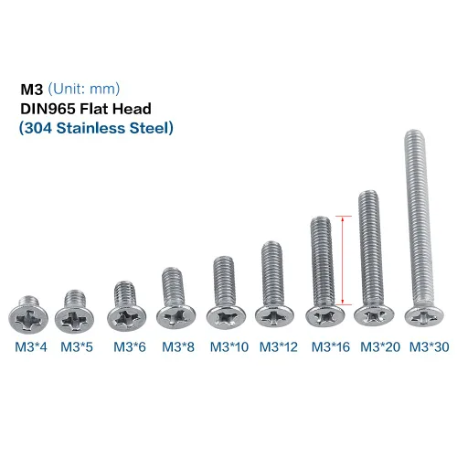Vista 3 de Tornillos de máquina M3, 9 tipos M3 de cabeza plana, acero inoxidable SS304 de cabeza plana de acero inoxidable SS304 (M3x8)