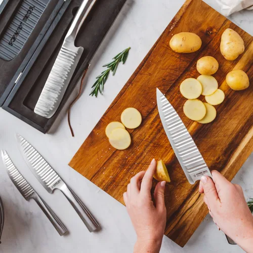 Vista 7 de Schmidt Bros. Evolution - Cuchillo de queso de 5 pulgadas, cubiertos de acero inoxidable alemán de alto carbono en una caja de regalo de madera
